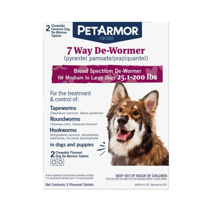 PetArmor 7-Way Deworm Dog Insect Treatment for Dogs - Above 25lbs EXP 08/2025