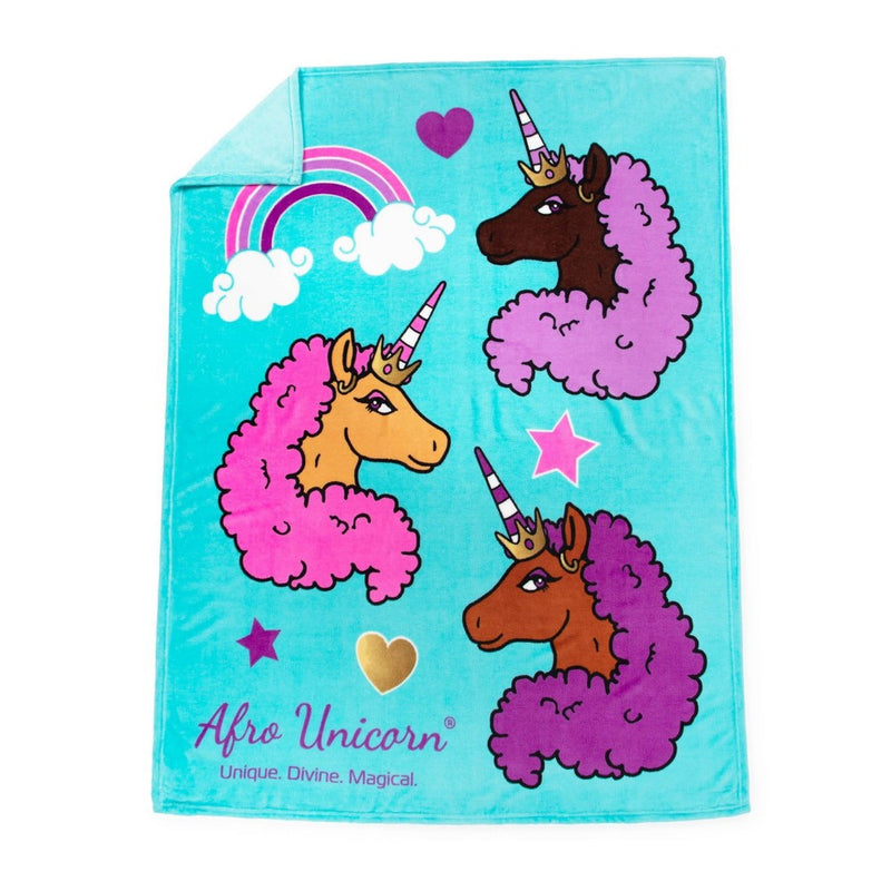 Afro Unicorn Kids' Throw Blankets