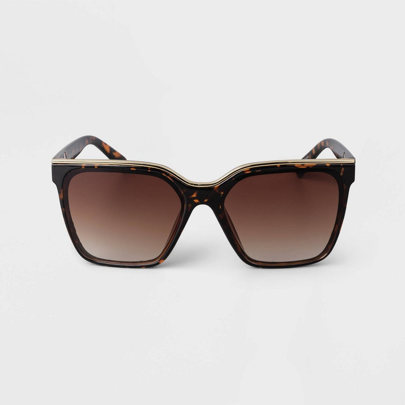 Women's Plastic Square Sunglasses - A New Day Brown