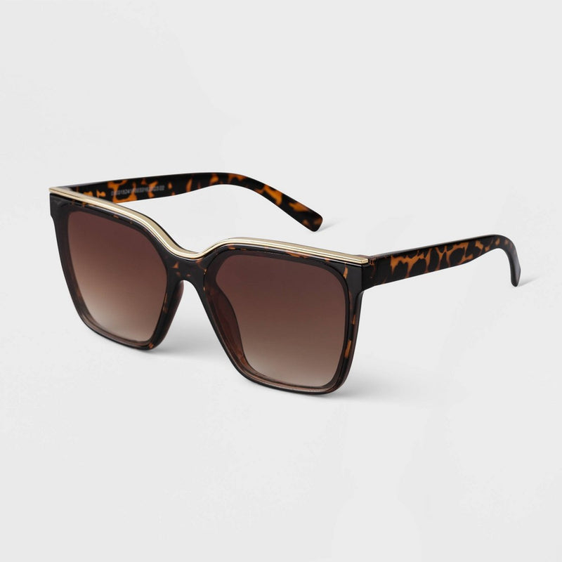 Women's Plastic Square Sunglasses - A New Day Brown