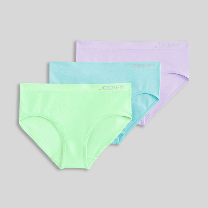Jockey Generation Girls' 3pk Seamfree Hipster - Blue/Purple L