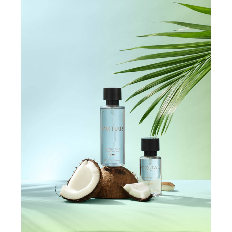 MIX:BAR Coconut Palm Mini Hair & Body Mist - Travel Size Body Spray & Hair Perfume, 2.5 fl oz