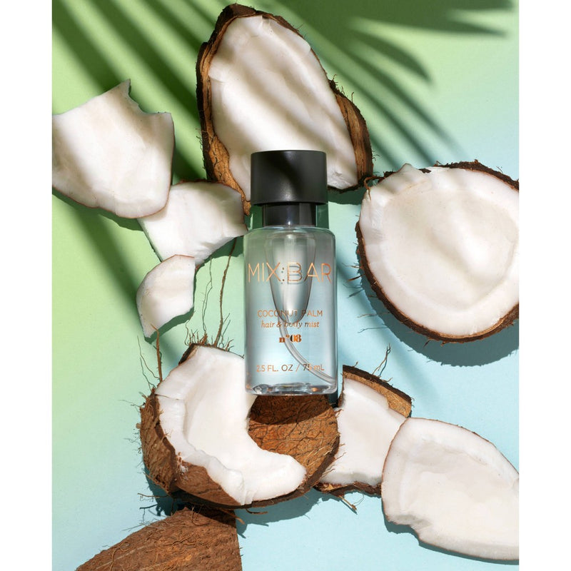 MIX:BAR Coconut Palm Mini Hair & Body Mist - Travel Size Body Spray & Hair Perfume, 2.5 fl oz