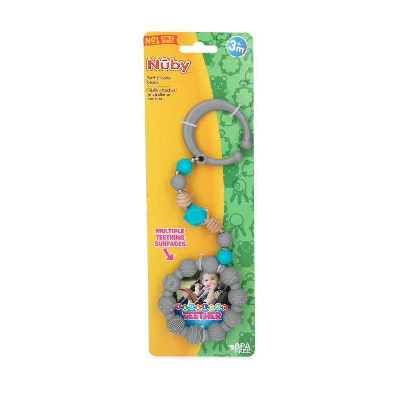 Nuby Tag-A-Long Teether - Gray