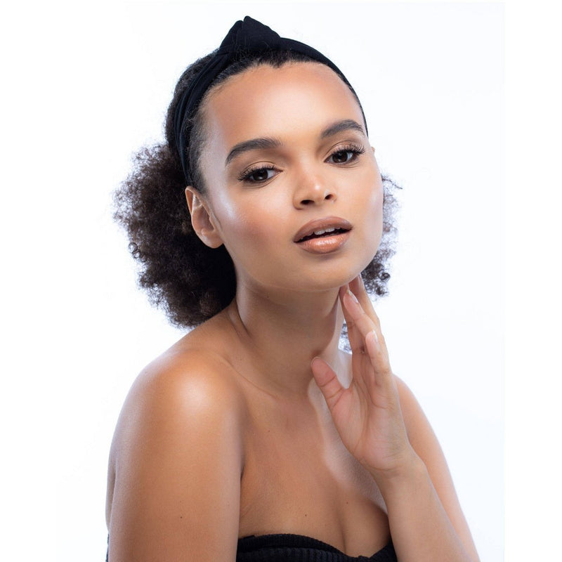 You Go Natural Satin Lined Knotted Headband - Black