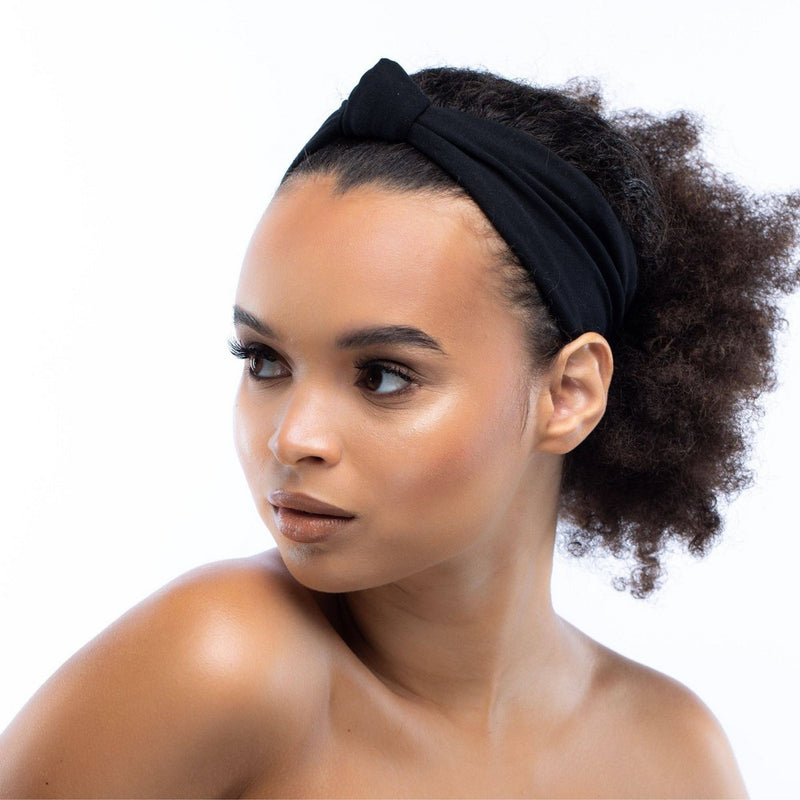 You Go Natural Satin Lined Knotted Headband - Black