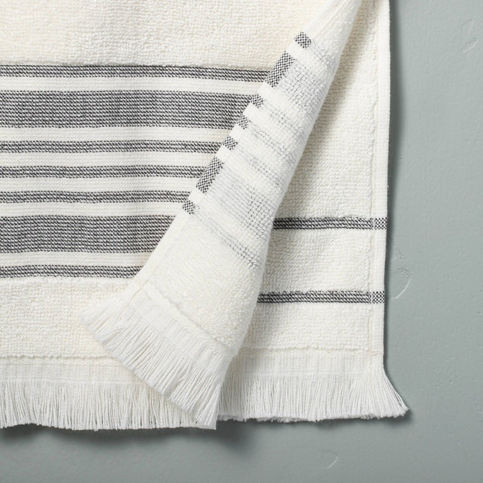 Multistripe Bath Towel Sour Cream/Gray - Hearth & Hand with Magnolia