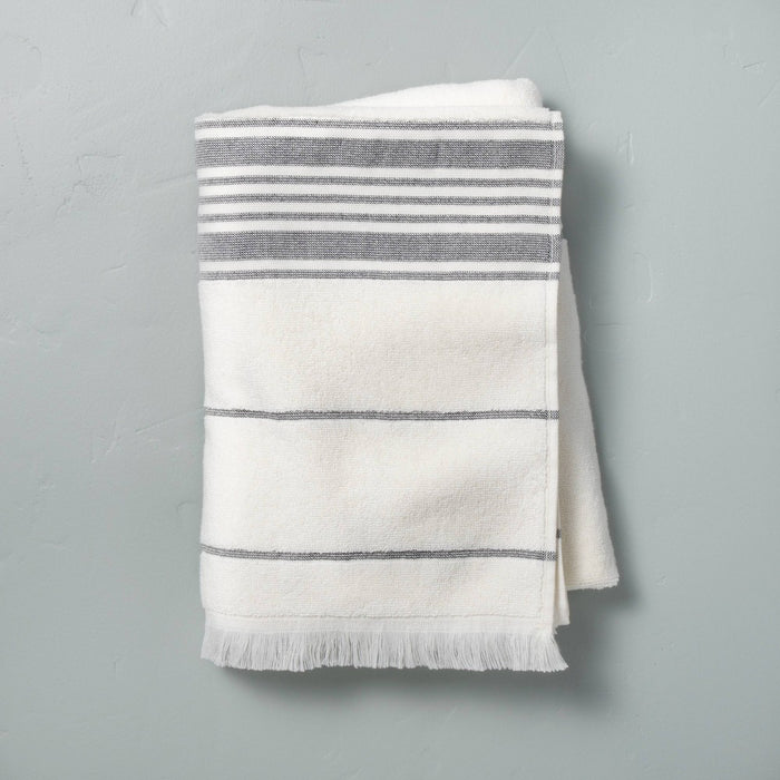 Multistripe Bath Towel Sour Cream/Gray - Hearth & Hand with Magnolia