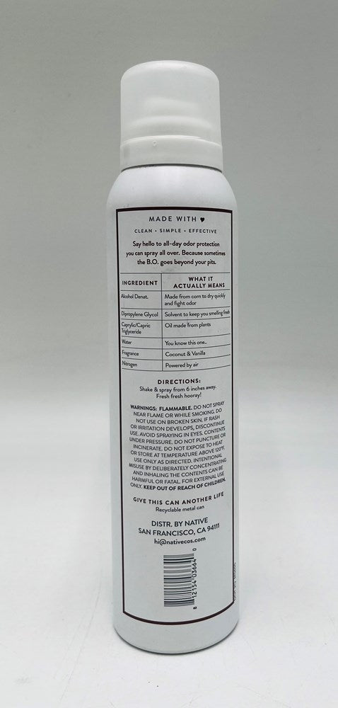 Native Deodorant & Body Spray - Coconut & Vanilla - Aluminum Free - 3.5 oz