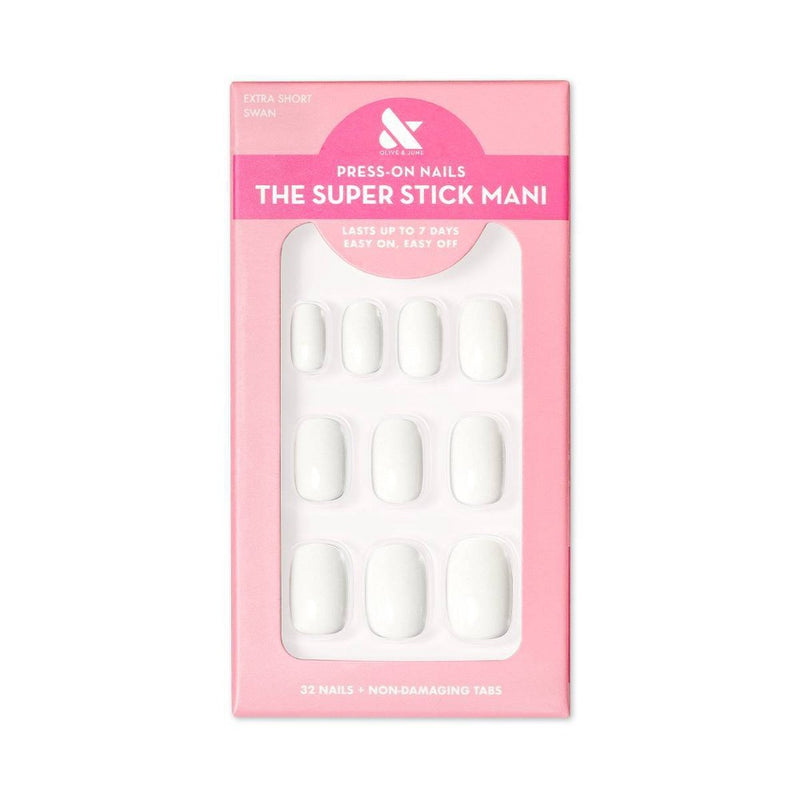 Olive & June Fake Nails - XS Squoval - Swan - 32ct: Press-On, 7-Day Wear, Real-Looking Fit, Non-Toxic Adhesive