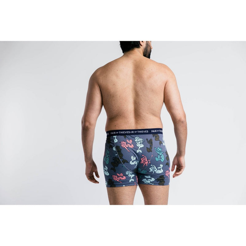 Pair of Thieves Men's Super Fit Mermaid Boxer Briefs - Blue L: Comfort Stretch, Opaque, Adult Male Underwear