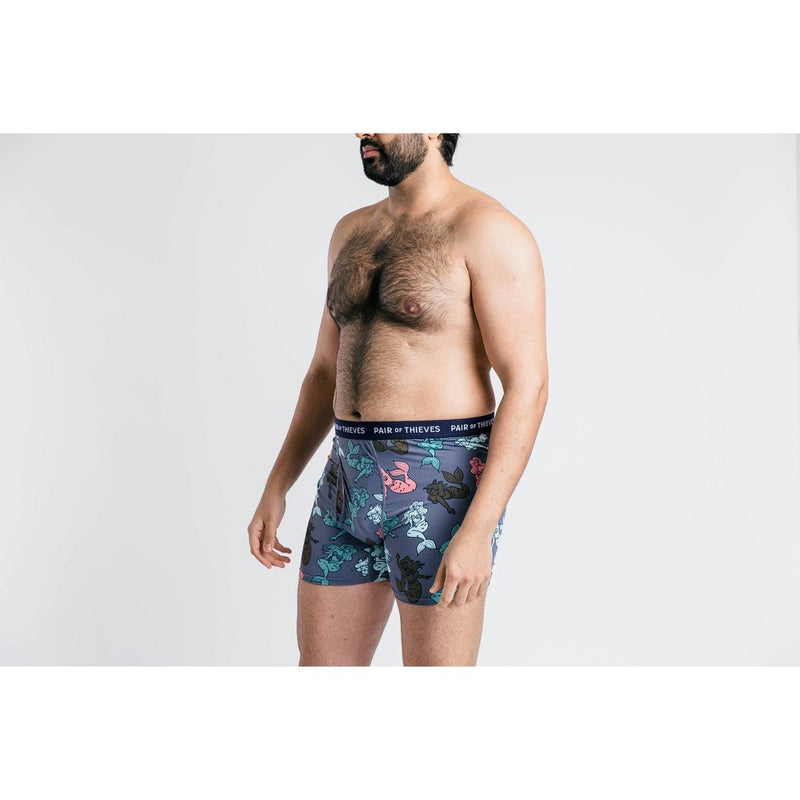 Pair of Thieves Men's Super Fit Mermaid Boxer Briefs - Blue L: Comfort Stretch, Opaque, Adult Male Underwear