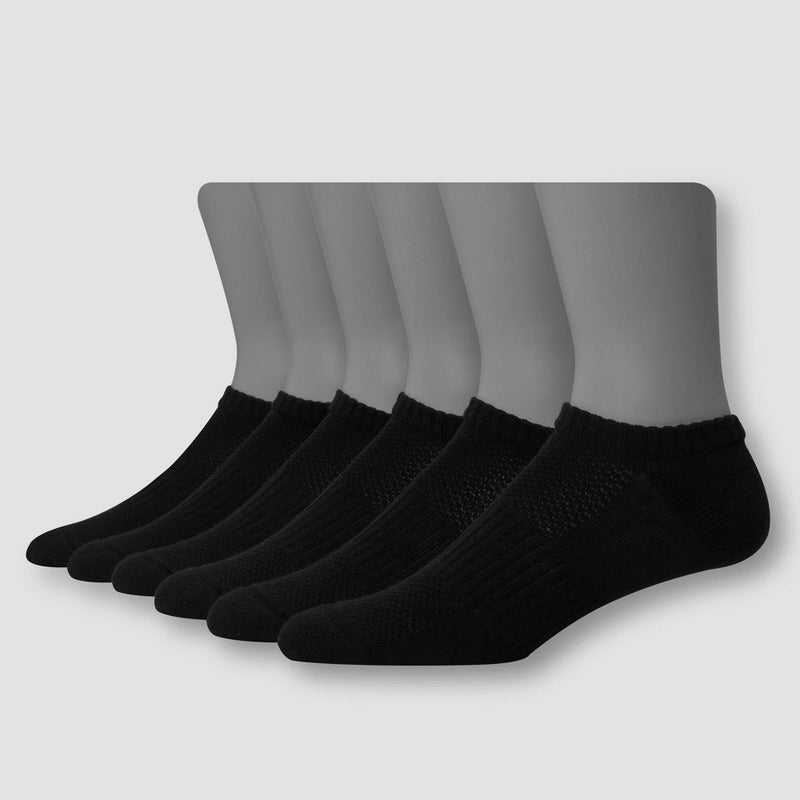 Hanes Premium Men's X-Temp Performance Lightweight No Show Socks 6pk - Black 6-12