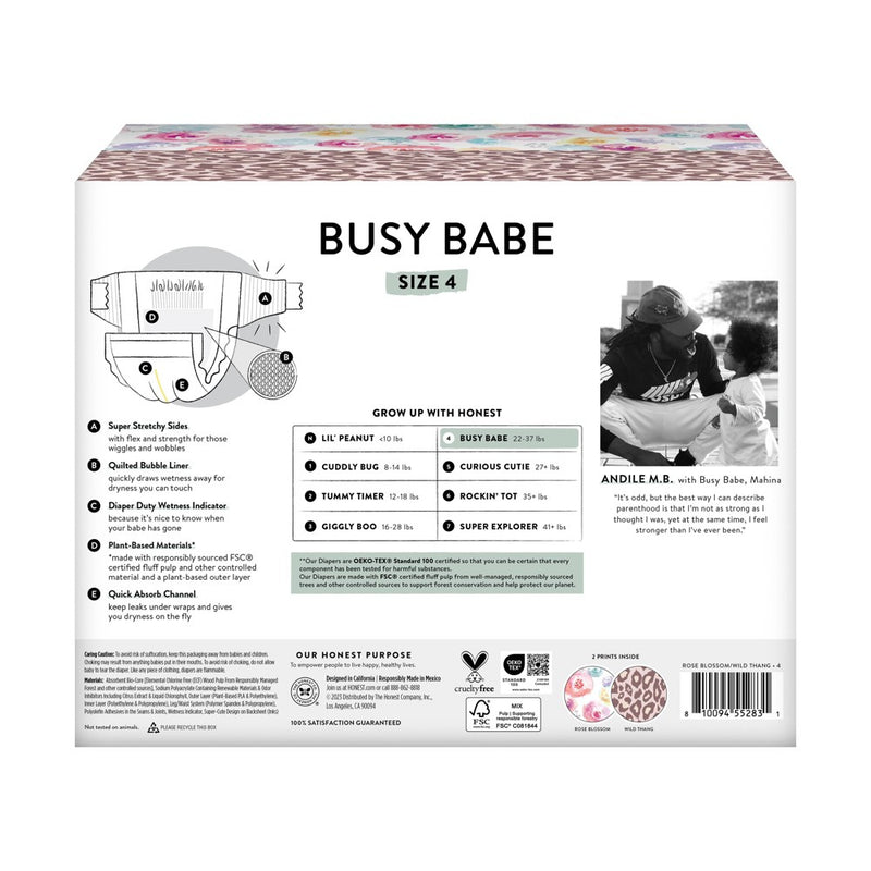 Honest Clean Conscious Disposable Diapers - Wild Thang & Rose Blossom - Size 4 - 54ct