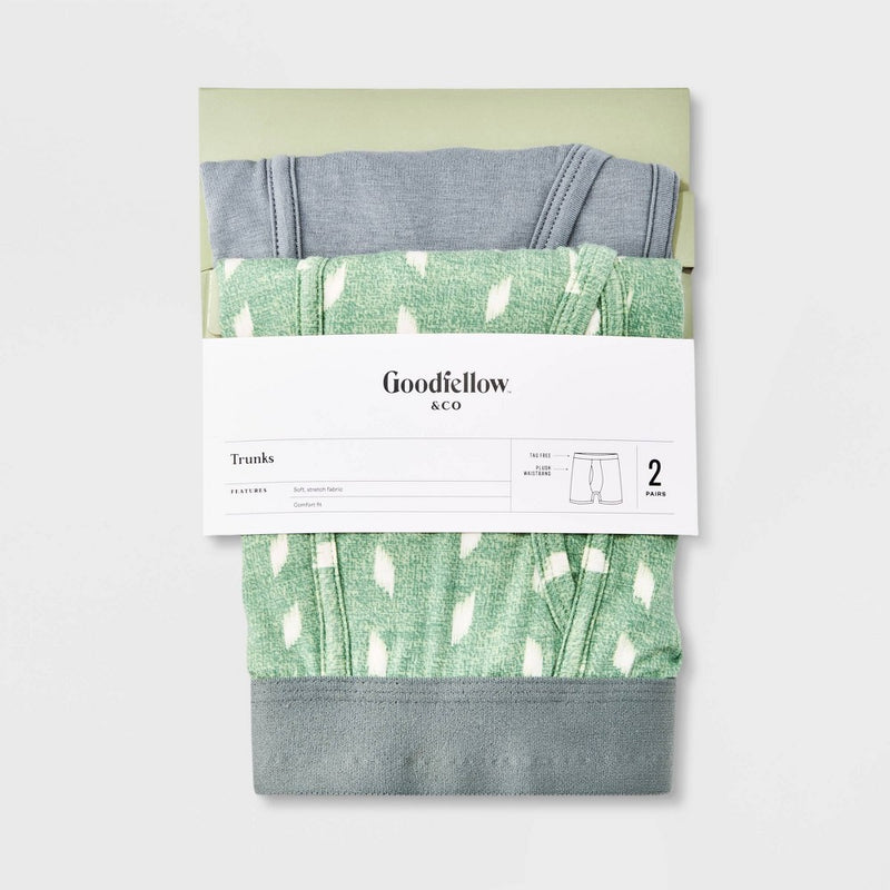 Men's Dotted Print Trunks 2pk - Goodfellow & Co Green L