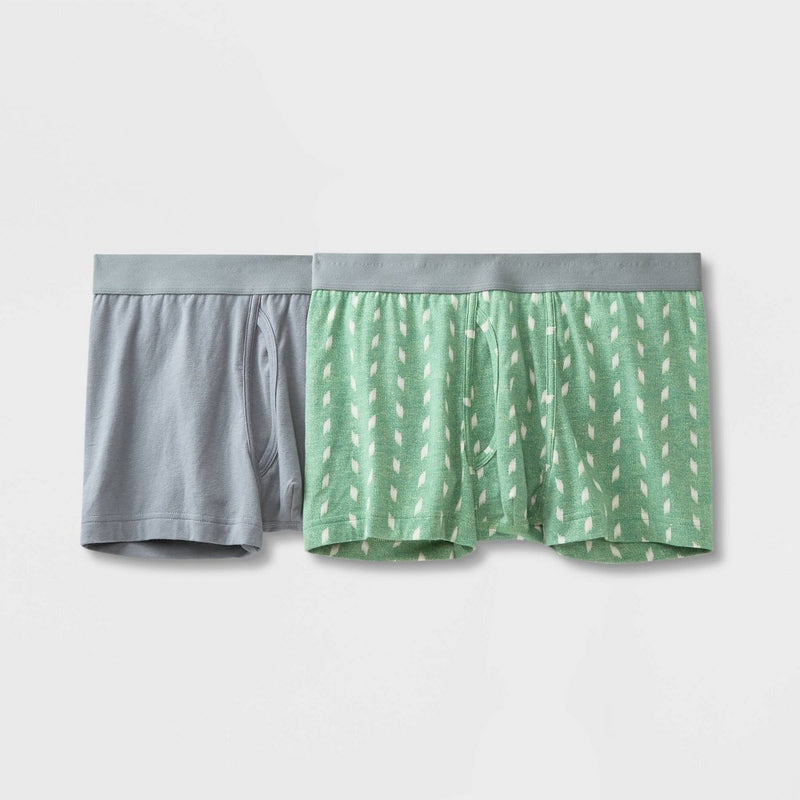 Men's Dotted Print Trunks 2pk - Goodfellow & Co Green L