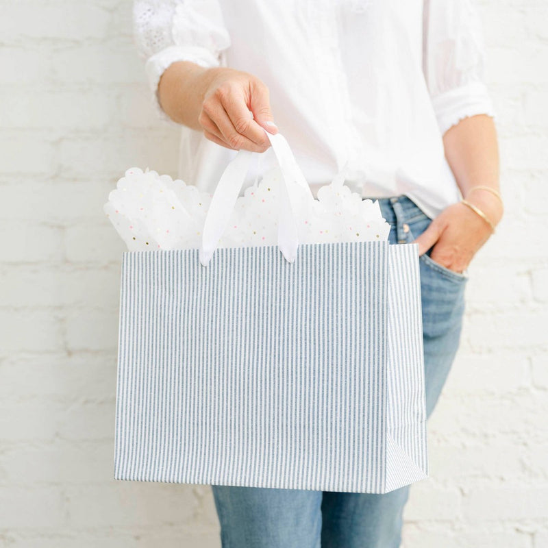 Chambray Ticking Striped Medium Gift Bag - Sugar Paper + Target