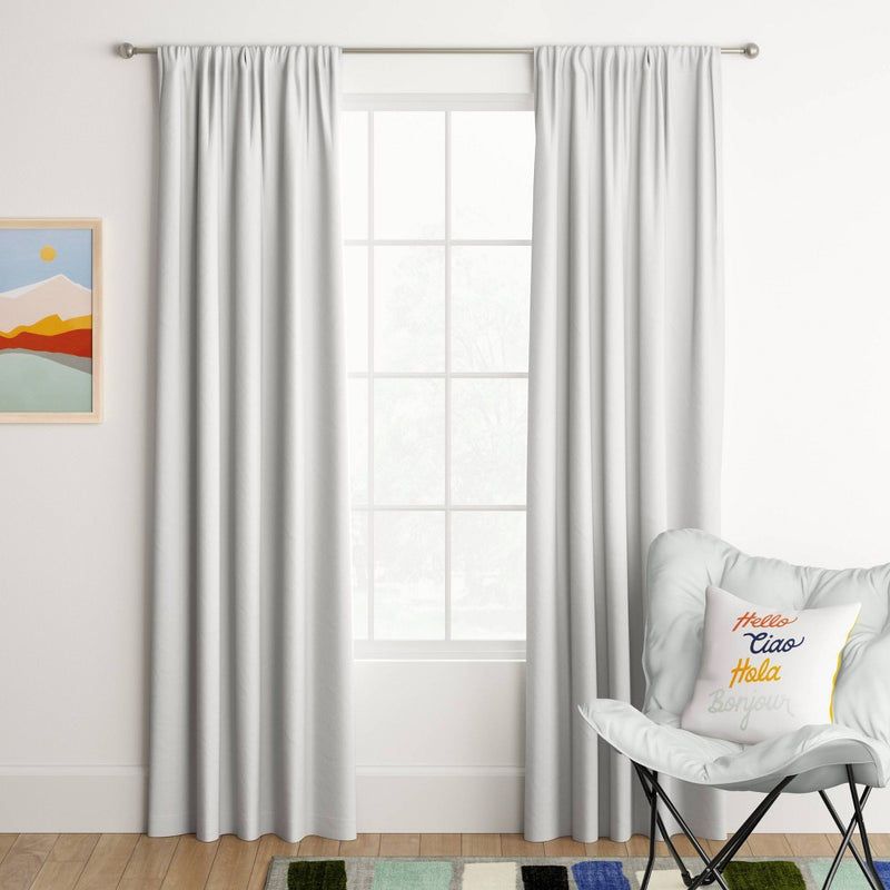 42"x84" Room Darkening Heathered Window Curtain Panel White - Room Essentials