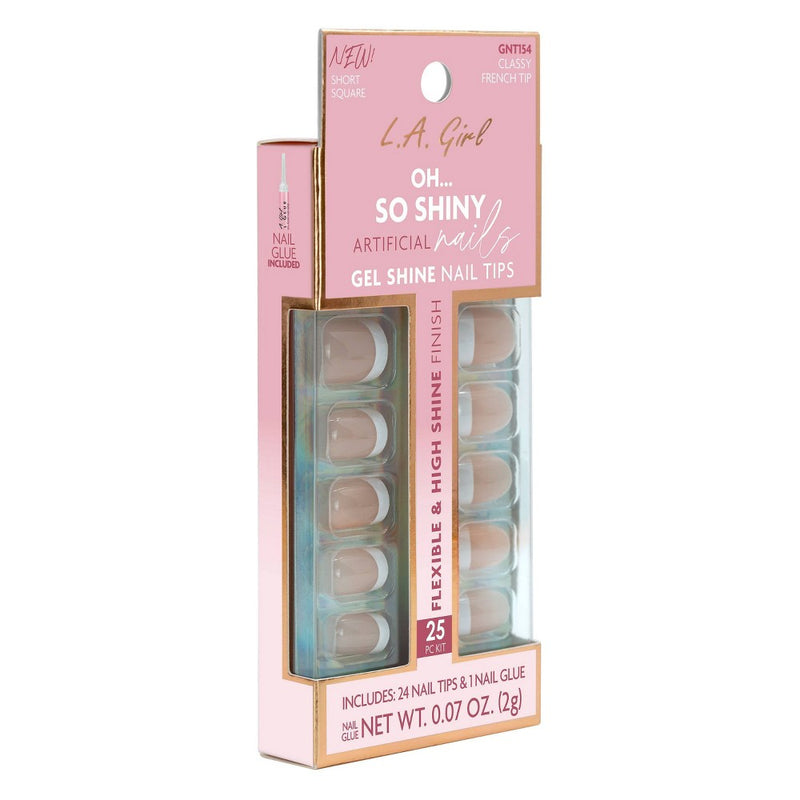 L.A. Girl Artificial Nail Tips- Oh So Shiny - Classy French Tip - 25ct