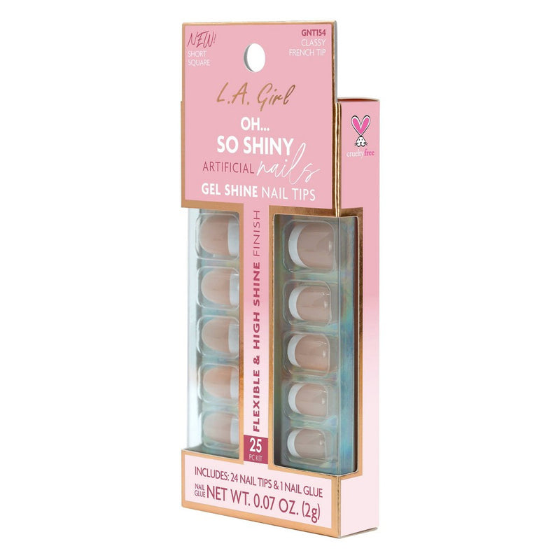 L.A. Girl Artificial Nail Tips- Oh So Shiny - Classy French Tip - 25ct