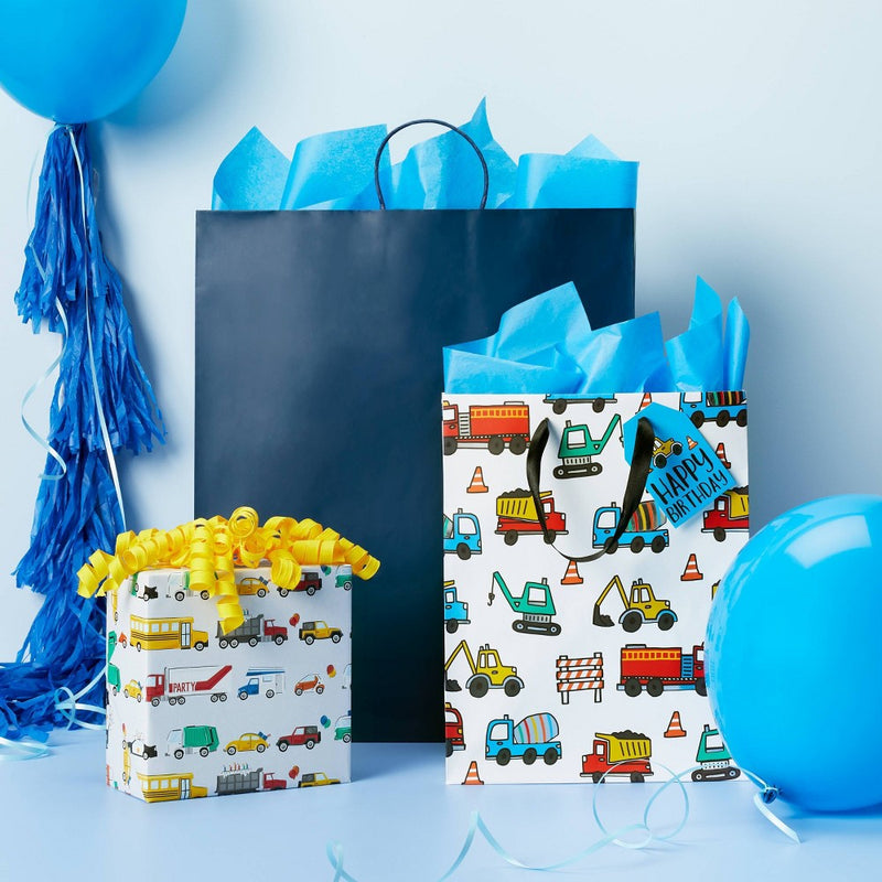 XLarge GiftNavy - Spritz: Father's Day Jumbo Size, Blue Solid Paper, All Occasion Gift Bags