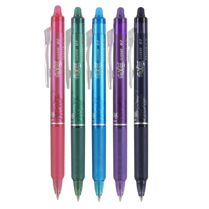 Pilot 5ct FriXion Clicker Erasable Gel Pens Fine Point 0.7mm Assorted Inks