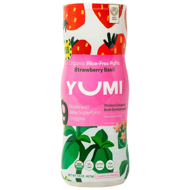 YUMI Organic Strawberry and Basil Baby Snack Puffs - 1.5oz