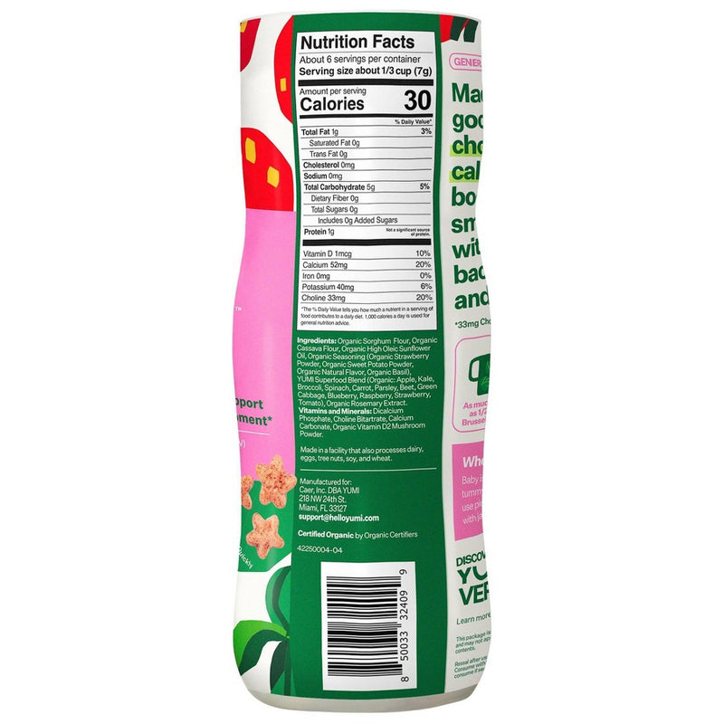 YUMI Organic Strawberry and Basil Baby Snack Puffs - 1.5oz