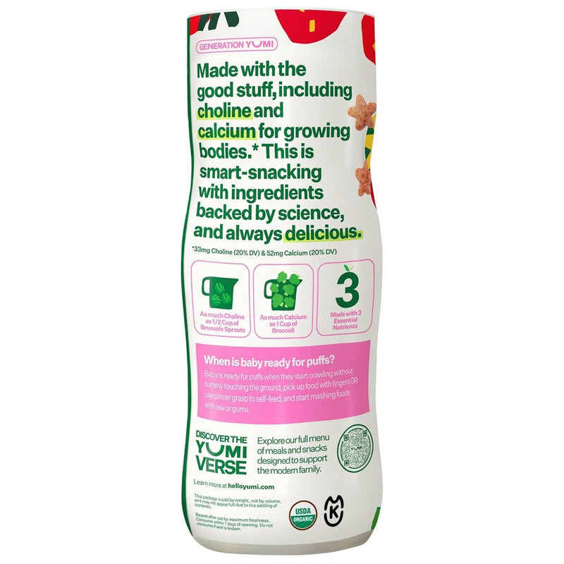 YUMI Organic Strawberry and Basil Baby Snack Puffs - 1.5oz
