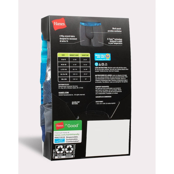Hanes Boys' 5pk X-Temp Boxer Briefs - Blue L