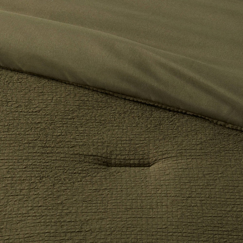 12pc King Micro Texture Comforter & Sheet Bedding Set Dark Green - Threshold (LOCAL PICKUP ONLY)
