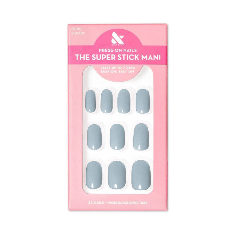 Olive & June Round Fake Nails - Vintage - 32ct: Press-On Mani, Adhesive Tabs, 7-Day Wear, Gloss Finish, 90% Recycled Plastic