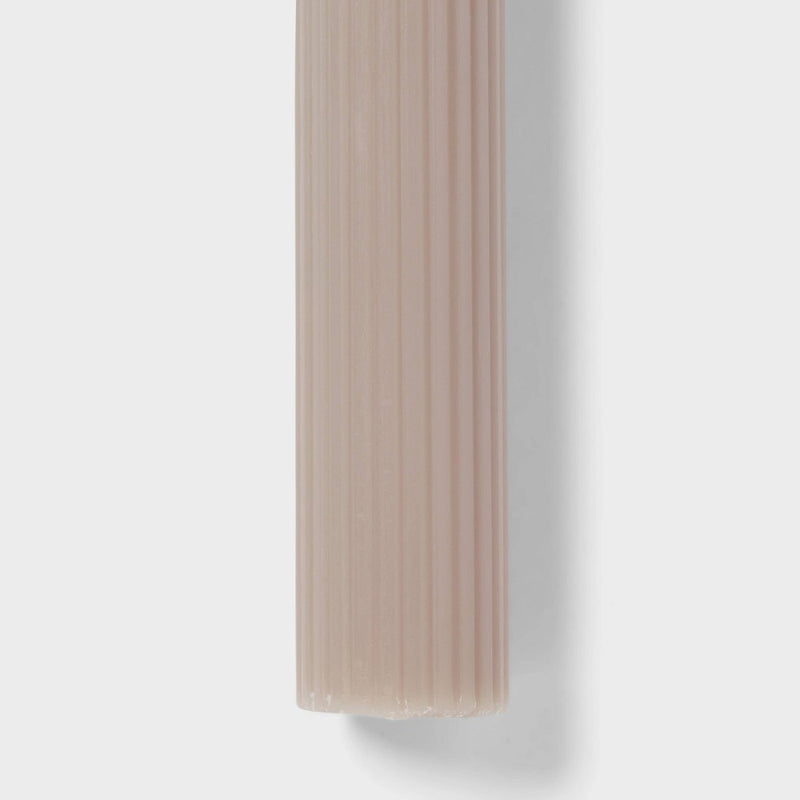 2pk 1.06oz 10" Chateau Gray Unscented Ribbed Taper Flame Candles - Threshold