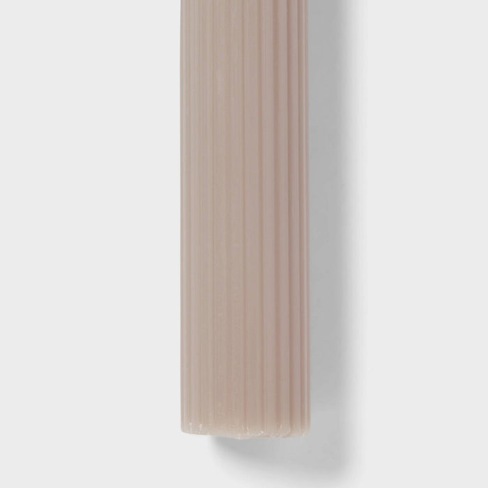 2pk 1.06oz 10" Chateau Gray Unscented Ribbed Taper Flame Candles - Threshold