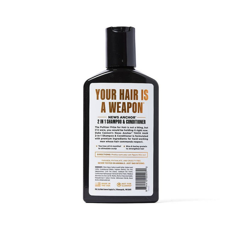 Duke Cannon News Anchor 2-in-1 Hair Wash - Cedarwood - Shampoo and Conditioner for Men - 10 fl. oz