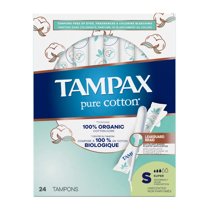 Tampax Pure Cotton Tampons - Super - 24ct