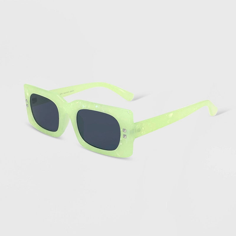 Women's Plastic Rectangle Marbleized Sunglasses - Wild Fable Green