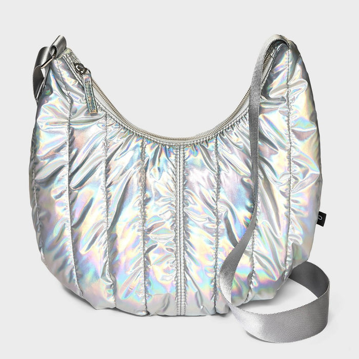 Girls' Puffer Crossbody Bag - art class Silver