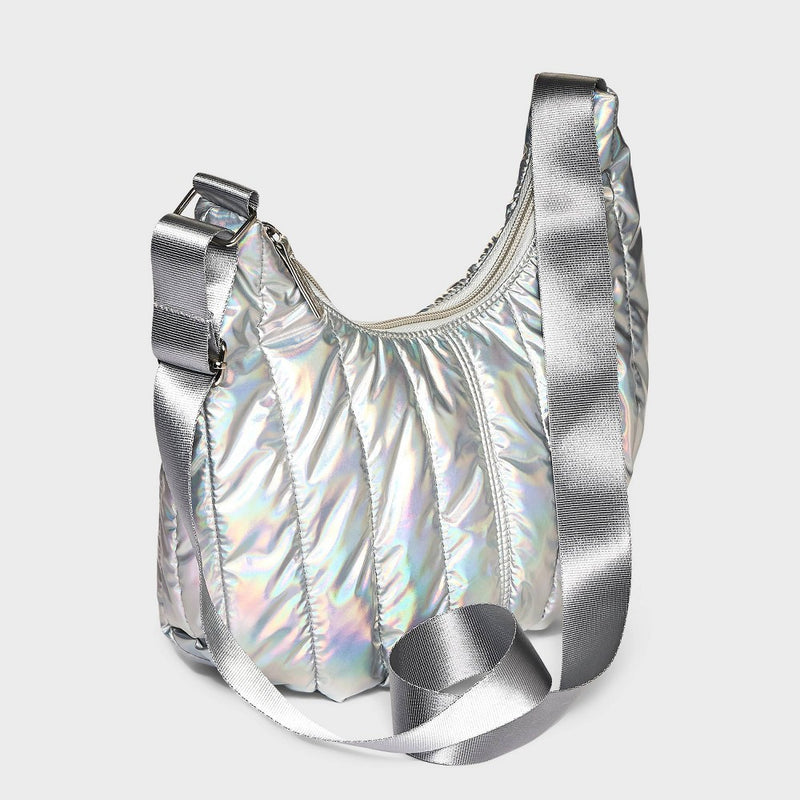 Girls' Puffer Crossbody Bag - art class Silver