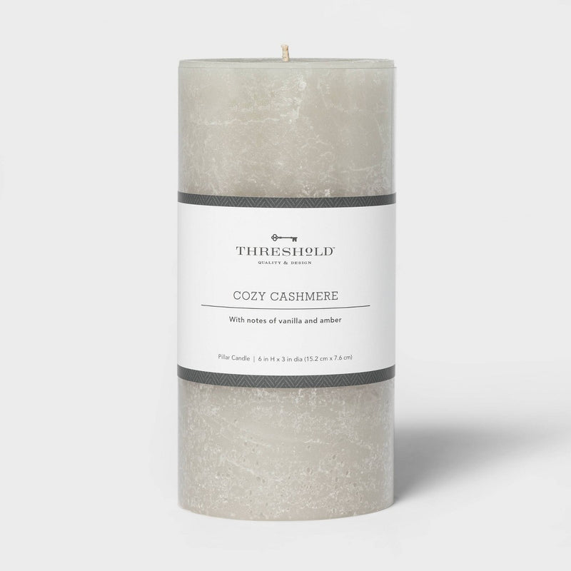6" x 3" Pillar Cozy Cashmere Candle Gray - Threshold