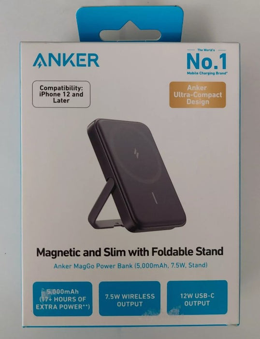 Anker MagGo 5000mAh 7.5W Power Bank with Kickstand - Black