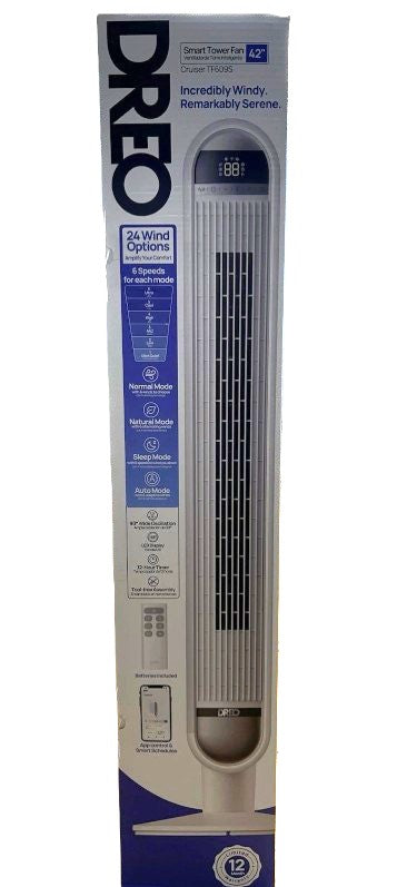Dreo 42" Cruiser Pro T1 Oscillating Bladeless Remote Tower Fan White (LOCAL PICKUP ONLY)