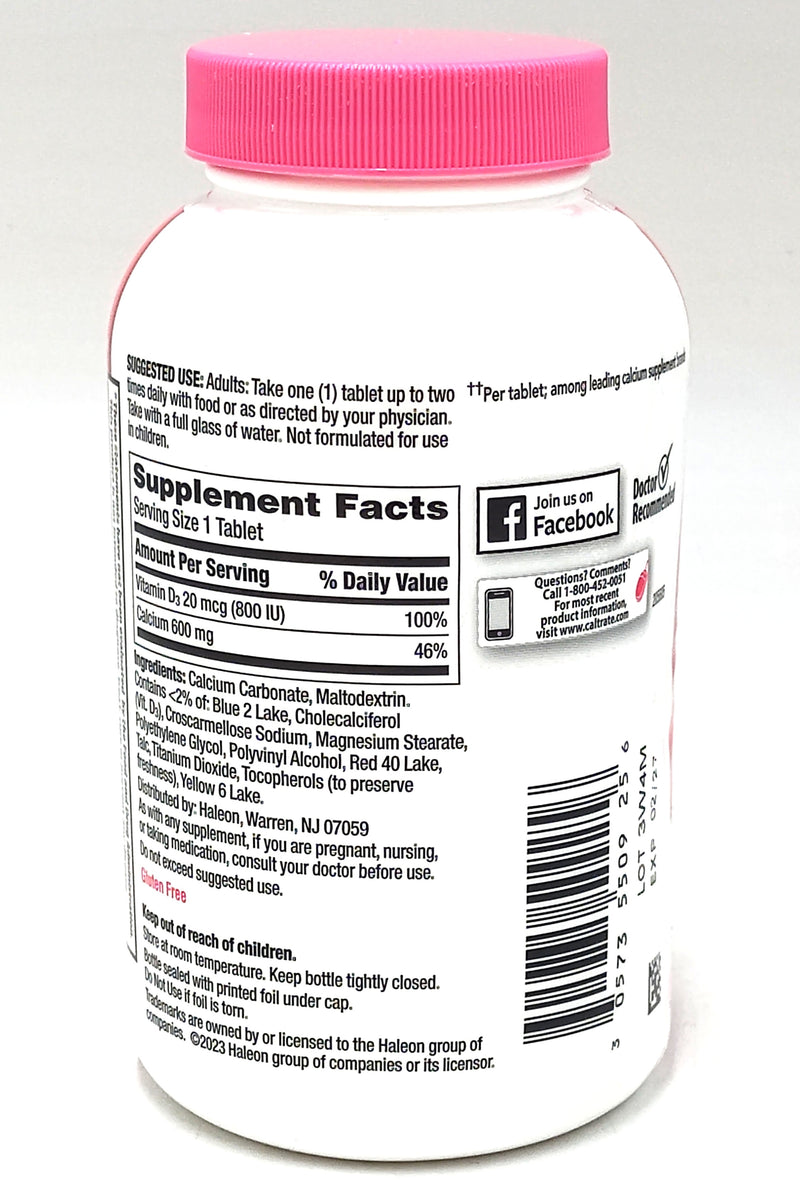 Caltrate Bone Health 600 & D3 Bone Strength Calcium Dietary Supplement Tablets