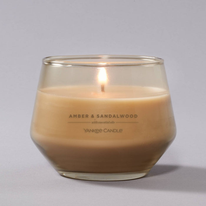 10oz Studio Glass Amber & Sandalwood Candle Beige - Yankee Candle