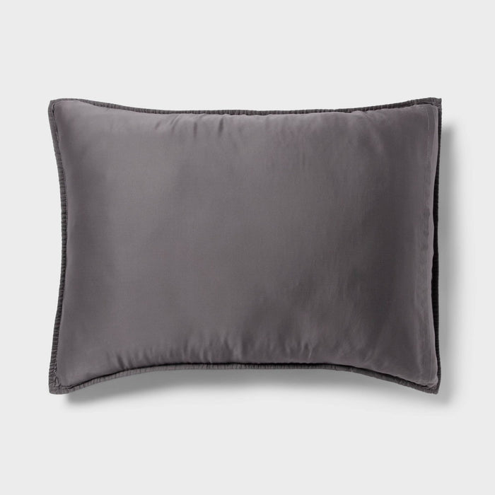 Standard Luxe Lyocell Quilt Sham Dark Gray - Threshold