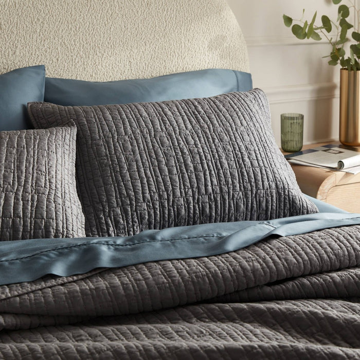 Standard Luxe Lyocell Quilt Sham Dark Gray - Threshold