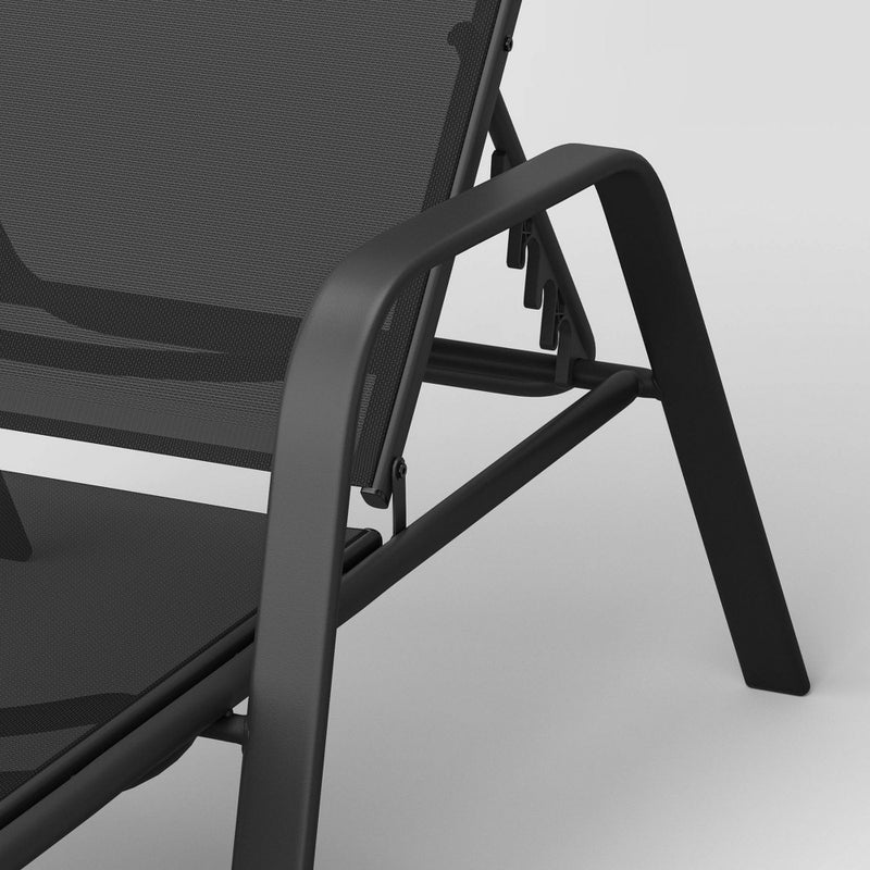 Sling Stacking Steel Outdoor Patio Chaise Lounge Black - Room Essentials (LOCAL PICKUP ONLY)
