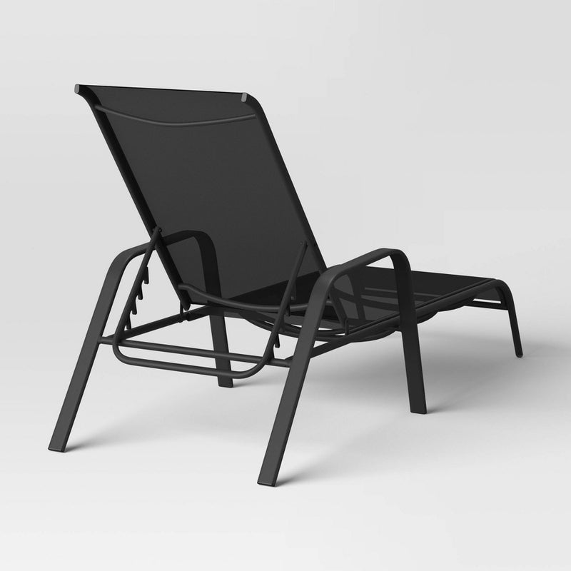 Sling Stacking Steel Outdoor Patio Chaise Lounge Black - Room Essentials (LOCAL PICKUP ONLY)
