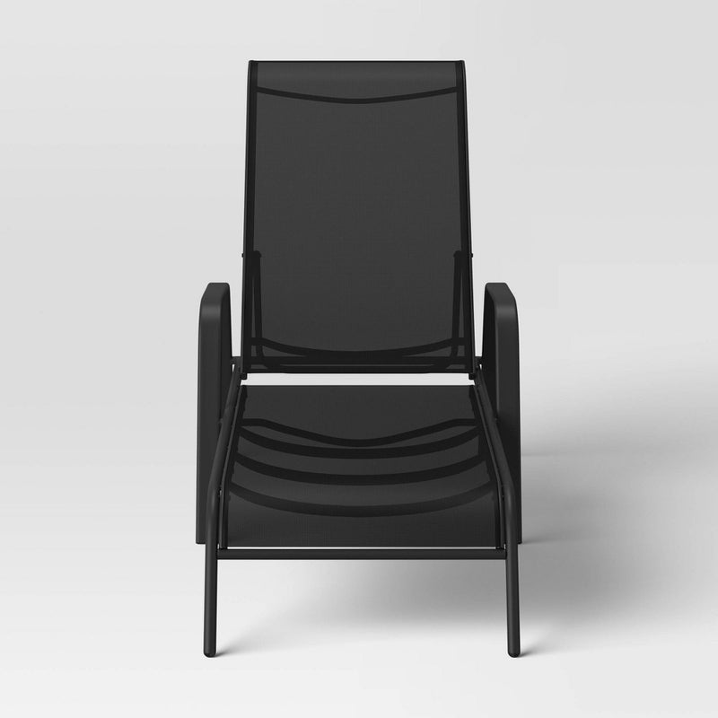 Sling Stacking Steel Outdoor Patio Chaise Lounge Black - Room Essentials (LOCAL PICKUP ONLY)