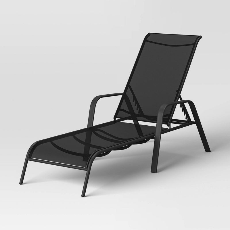 Sling Stacking Steel Outdoor Patio Chaise Lounge Black - Room Essentials (LOCAL PICKUP ONLY)